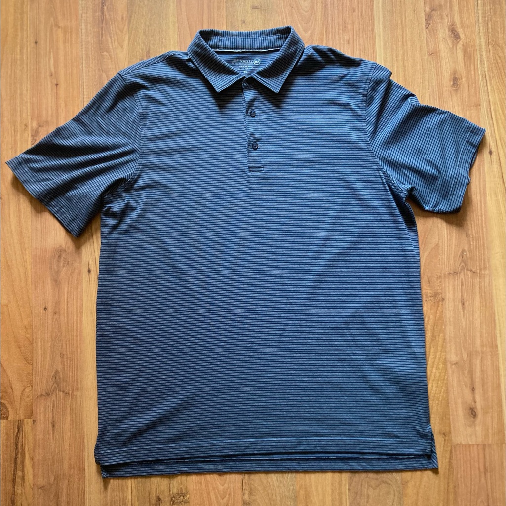 Vineyard Vines Jim Nantz Blue Gray Stripe Men’s Xl Polo Shirt Sleeve Logo